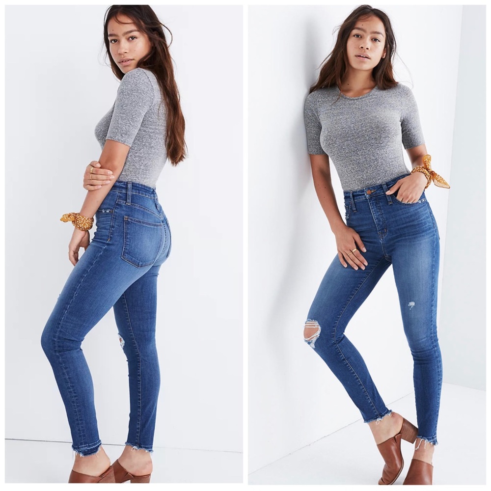 Madewell Women's Curvy High-Rise Skinny Jeans: Drop Step-Hem Edition Size 33P
